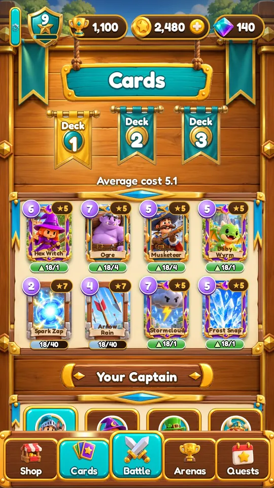 Building a deck in the Cards tab
