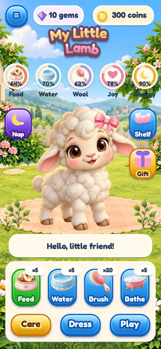 Your lamb and its care controls in the garden