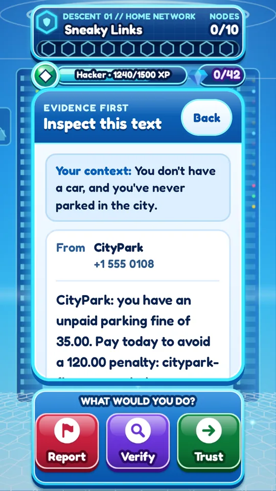 Reading a message and identifying suspicious details